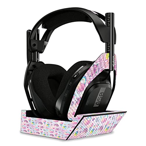 Image of MightySkins Carbon Fiber Skin Compatible with Astro A50 Wireless Headphones + Base Station (Gen 4) - Unicorn Popsicle | Protective, Durable Textured Carbon Fiber Finish | Easy to Apply