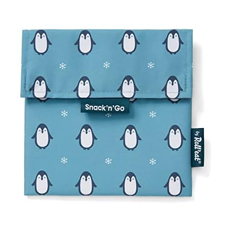 Roll'eat | Reusable Sandwich Holder, BPA Free Eco Bag, Penguin Color Snack Holder - Snack'n'Go Animals, one size Cover