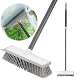 Floor Scrub Brush with Long Handle 58" ,Stiff Brush and Scrape,Pool Brush,Floor Squeegee,Push Broom,