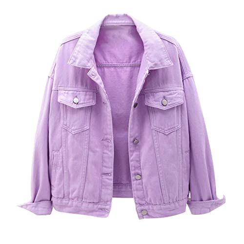 Jean Jacket Women Trendy 2025 Long Sleeve Button down Lapel Denim Jackets Loose Lightweight Casual Teen Girls Outwear