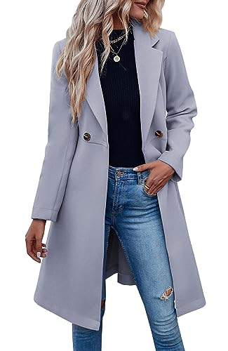 Amazon.com: Fazortev Womens Pea Trench Coats Notched Lapel Double
