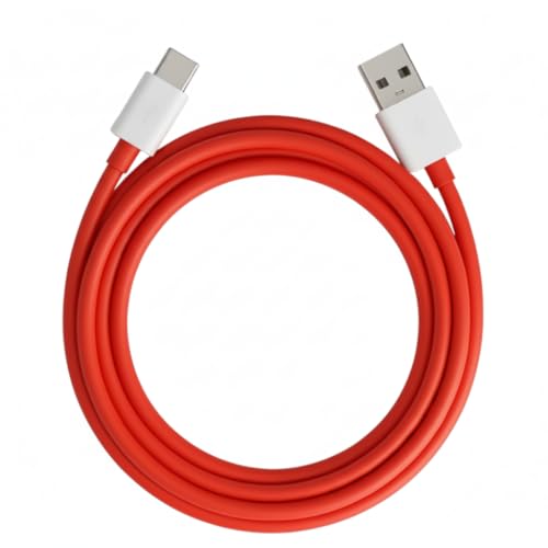 Image of AINE Ultra-Fast 65W Type C to USB Red Data Cable | Compatible with One Plus 13,13r,12,12r,11,11r,10,10r,10t,10pro,9,9rt,9r,9pro| Nord Power 5G Delivery for SuperVOOC | Original Fast Charging