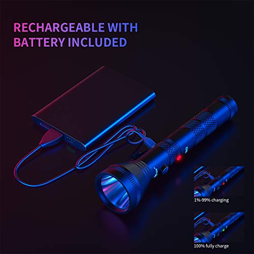 USB Rechargeable LED Flashlight 1200 High Lumens Water Resistant 18650 Battery Included Handheld Tactical Flash Light for Outdoor Camping Emergency Everyday Flashlights
