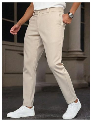 GORGLITTER Men's Zipper Fly Dress Pants Straight Leg Office Work Trousers with Pockets2