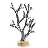 Schöne maritimes Dekoobjekt in Form einer Koralle aus Metall und Holz. Farbe: silber.