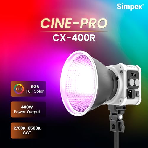 Image of Simpex CINE PRO Series CX-400R, A high-Performance 400W RGB Continuous LED Light meticulously Designed for Professional filmmakers, Studio Photographers, and Content Creators.