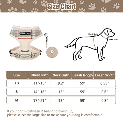 Expawlorer Small Dog Harness And Leash Set - Classic Plaid Puppy Harness And Leash Set, Soft Mesh Dog Vest Harness, Adjustable Breathable Puppy Harness For Small Dogs Outdoor Walking Training #TOP1