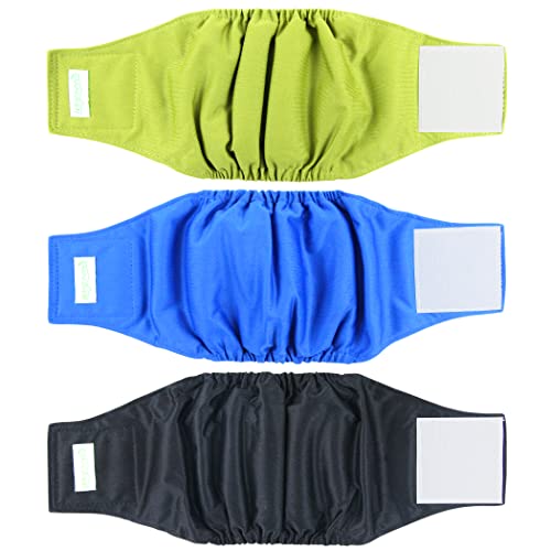 Image of Wegreeco Washable Male Dog Belly Wrap - Pack of 3 - (Black,Blue,Olive,X-Large)