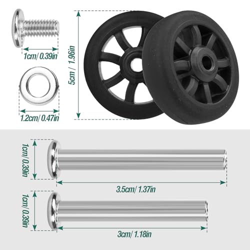4pcs Luggage Wheels Replacement OD 50mm, Suitcase Swivel Casters, Wear Resistant Rubber Repair Wheel Black, PF082