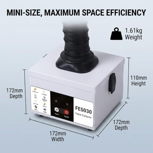 Image of SYNCRA FE1030S Fume Extractor | Mobile Small Fume Extractor for Soldering Smoke Purification and Laser Marking Smoke | Compact Portable Design for Electronics DIY Projects and Workbench Use