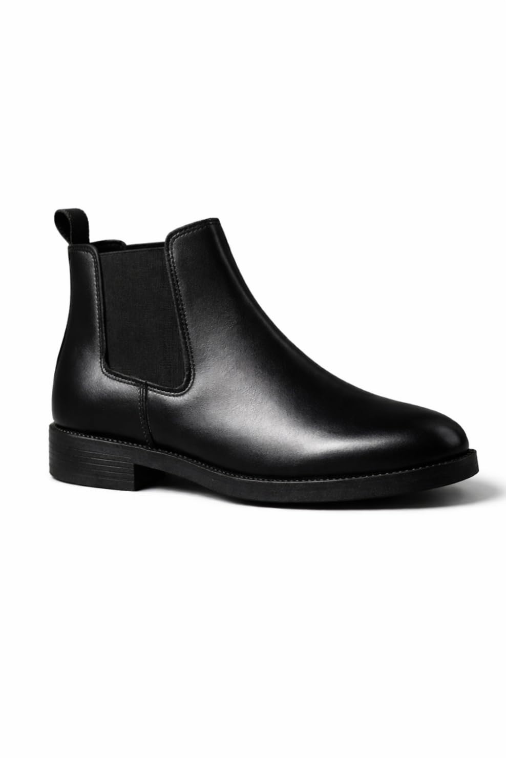 Premium Design: Sleek black Chelsea boots with a smooth leather-look finish that gives a modern and elegant appearance.-picture-25