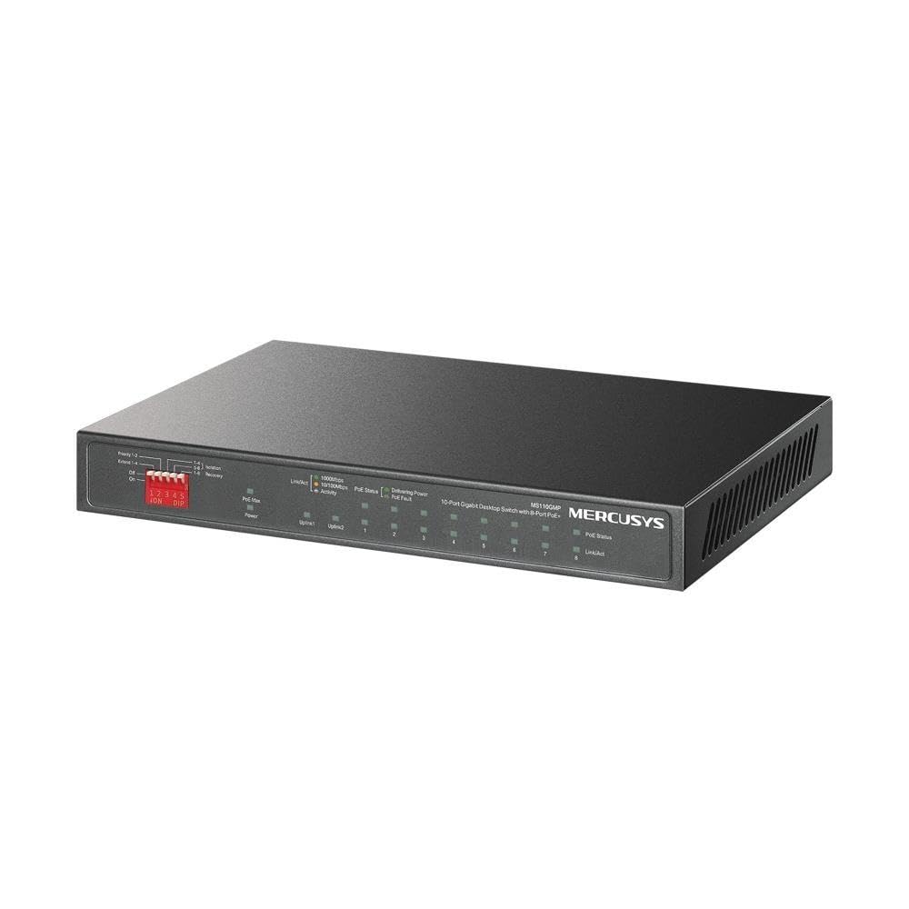 Mercusys 10-portowy Gigabit Desktop Switch z 8-portowym PoE+ - MS110GMP