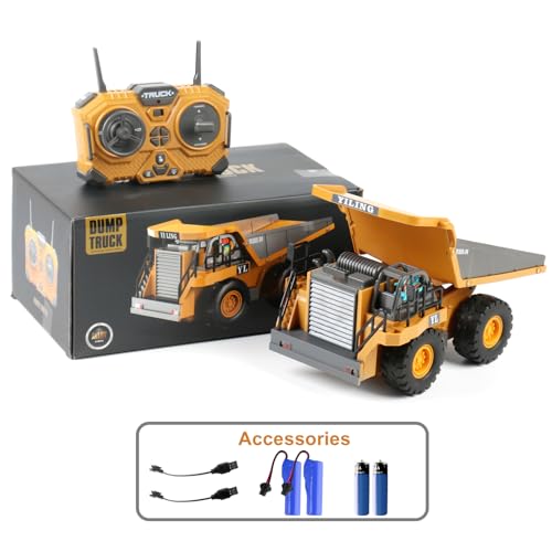 Image of Dwi Dowellin Remote Control Dump Truck Toys for Boys 4-7,Construction Rc car with Lights /Sounds for Kids Age 8-12 Year Old,Ideal for Boys Age 3+