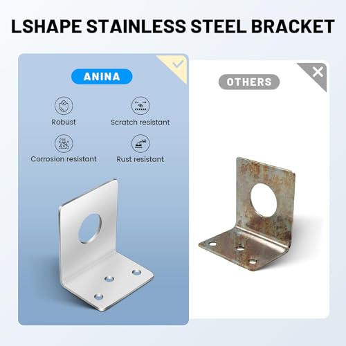 Anina 3/8" to 3/4" Hole Mount with NMO L Shape Stainless Steel Bracket, 16 Feet RG58 Pure Copper Coax Cable NMO to PL259, NMO Rain Cap for VHF/UHF/CB Radio Mobile Antenna - Image 5