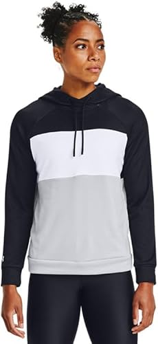 Under Armour Sweat à capuche Qualifier Fleece Blocked pour femme, Noir-halo gris