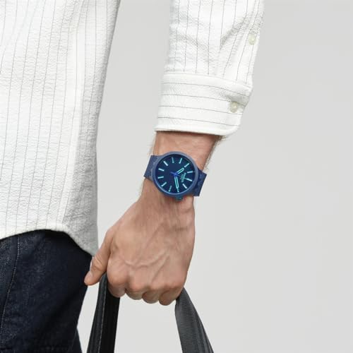 Image of Swatch Unisex Casual Blue Analog Watch Bio-Sourced Material Quartz Indigo Glow