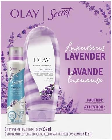 Olay Luxurius Lavender Gift Set with Olay Body Wash 532 mL and Secret Dry Spray 116 g