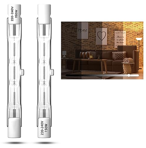 Bonlux 150W R7s Halogen Light Bulbs 78mm,Dimmable Security Light Bulb,2800K Warm White,T3 J Type R7s Linear Halogen Bulbs,Double Ended Floodlight Bulb for Work Landscape Lights Floor Lamp-2Pack