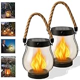 Kaliqo Lot de 2 lanternes solaires d'extérieur étanches en corde de...