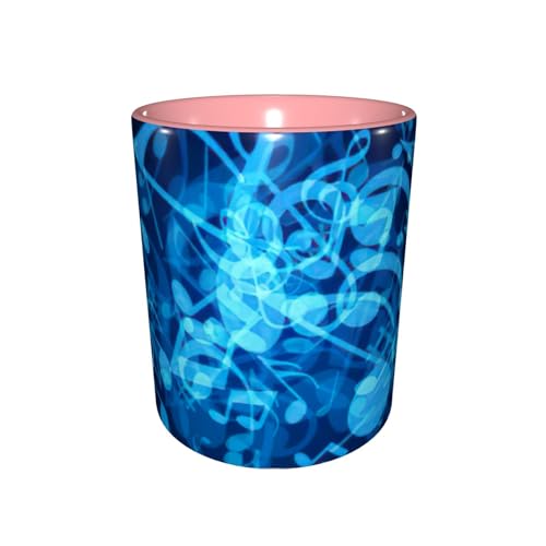 Tasse à thé en céramique notes de musique bleues 325ml - 3