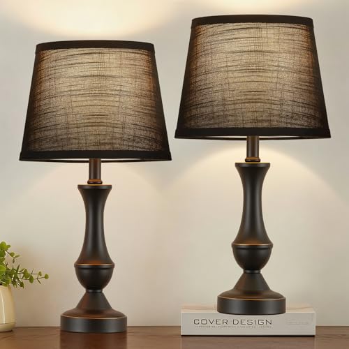 Image of Table Lamp Set of 2, 19 inch Mordern Bedside Lamps for Living Room & Bedroom