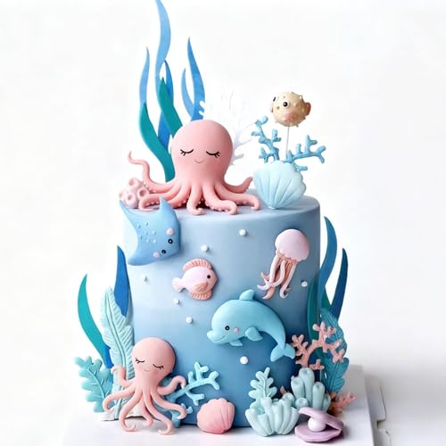 Under the Sea Cake Topper Ocean Animal Birthday Cake Decorations