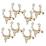 VALICLUD Anelli Porta Tovaglioli da Tavolo Dorati in Metallo, 8 Pezzi Testa di Renna, per ...