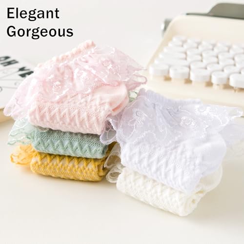 Toddler Ankle Ruffle Mesh Socks Frilly Cotton Trim Lace Princess Sock Baby Girls 4/5 Pack3