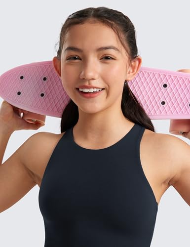 Image of CRZ YOGA Girls Butterluxe Double Lined Crop Tank | Dance, Extremely Soft, Tight Fit, High Neck, Athletic, Sleeveless Tops for Teen