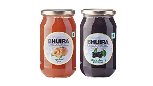 Image of Bhuira|All Natural Jam Black Cherry Preserve & Apricot -240g Each|No Added preservatives|No Artifical Color Added|Pack of 2