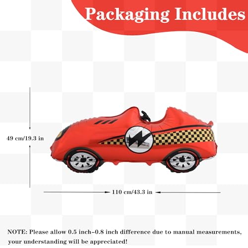 Image of Race Car Balloons Racing Car Foil Balloon 2PCS (Red and Yellow) | Birthday Party Decorations Race Car Theme Party Decorations Kids Boy Racing Party Supplies