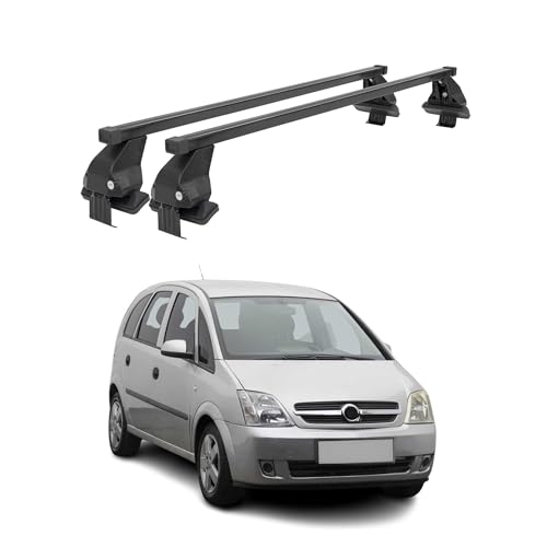 Barre portapacchi compatibili con Opel Meriva 2003 – 2009 | Portabici portapacchi portapacchi portapacchi parti tetto acciaio di alta qualità nero 2 TLG 50 kg