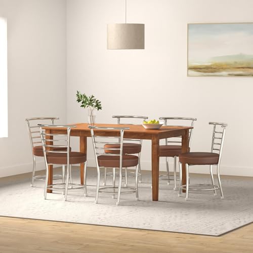 Image of SOMRAJ Chair Comfortable Multi Purpose Home Dining Restaurant Chair with a Leather Cushion Steel (Model) Heavy Duty (1, Brown Ring, Standard)