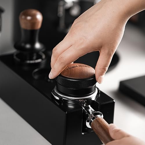 MHW-3BOMBER Espresso Coffee Distributor 53.35mm, Espresso Distribution Tool with Wooden Lid, Adjustable Height Coffee Leveler with Non-slip for 54mm Portafilters, Espresso Accessories T6091L4 - Thumbnail 3