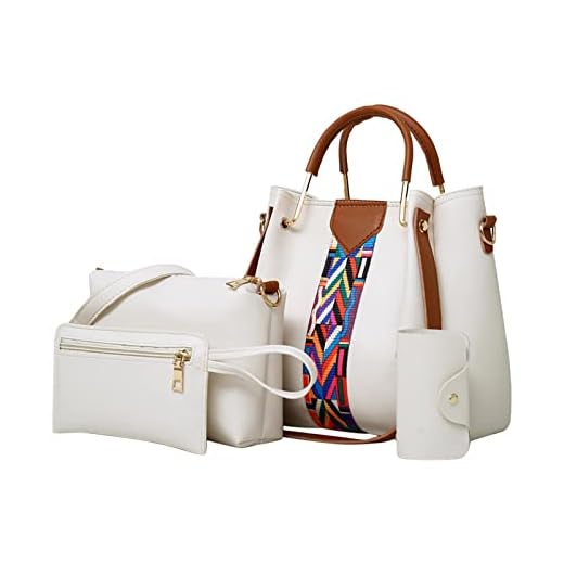 Ventes Flash du Jour et Soldes Sacs Portés Main de 4 pièces Sac a Main Femme +Sac Bandoulière Mode+Portefeuille+Porte Cartes Mignon Sacs D'epaule Contrasté de Voyage Quotidien Travail Pas Cher