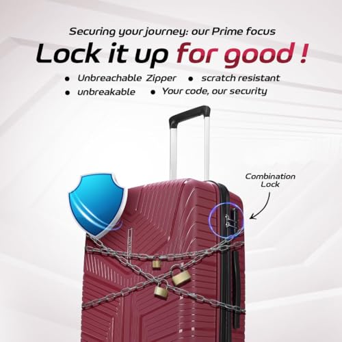 Image of VIP Aristocrat Slay 55, 66 & 75 Cm Polyproplyene Hard-Sided 4 Wheels Spinner Luggage Set of 3 Trolley Bags for Travel with Combination Lock| 3 Years Warranty (RED)