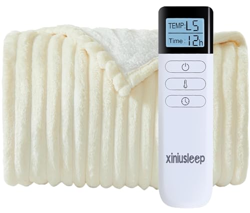 XINIUSLEEP Heated Blanket Electric Blanket 62'x84', Soft Flannel Sherpa Electric Throw with...