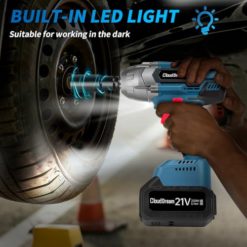 Image of 1 /2 Inch Cordless Impact Wrench,900Ft-lbs (1200N.m) Brushless Electric Impact Gun,3800RPM High Torque Electric Impact Driver Kit with 2 Batteries,Fast Charger,5 Sockets,Case for Car Tires,Mower,Pickup