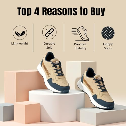 Image of BRUTON AVNI-623 Men's Running Shoes | Lightweight Sports Shoes for Men | Comfortable Walking Jogging Gym Shoes | Breathable Lace-Up Training Footwear