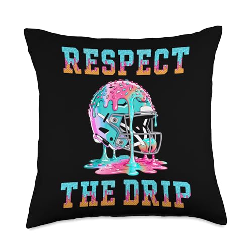 Football Stuff Drip Kids Birthday Gifts Boys 8-12 10-12 Team Throw Pillow
