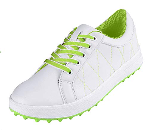 PGM Women's Golf Shoes, Lightweight Waterproof Spikeless Golf Shoes for Ladies White