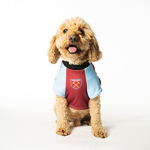Dogsy Camisa de perro con licencia oficial del West Ham FC, de calidad suprema, para perros | Múltiples para perros pequeños, medianos o grandes (personalizada, mediana)