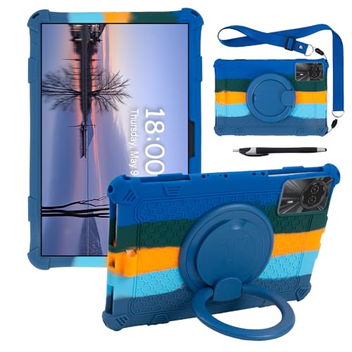 Coque TABWEE W90 T90 housse de protection 11 pouces avec support rotatif bleu foncé