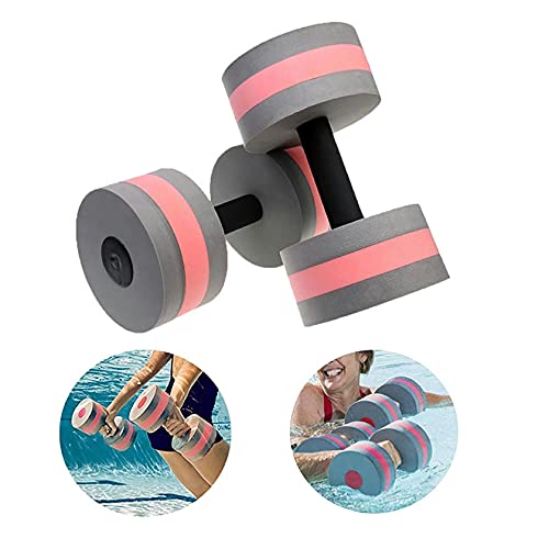 Water Dumbbells Aquatic Exercise Dumbells Water Aerobics Workouts Foam Barbells Hand Bars Pool Resistance Weight Loss Water Sports Fitness Tool for Men Women Kids 2PCS (Gray)