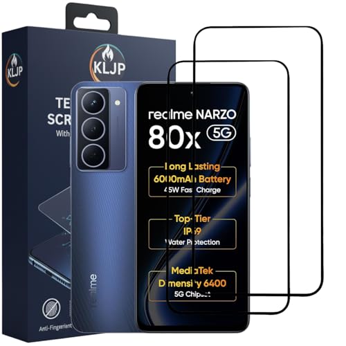 Image of Military-Grade Gorilla Tempered Glass For Realme Narzo 80x 5G With Installation Kit | Edge to Edge Coverage | Black (Pack Of 2)