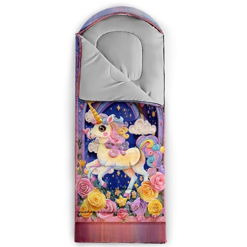 Image of QOOMO Ball Flower Camping Sleeping Bags,3 Season Warm & Cool Weather,Lightweight,Waterproof Sleeping Bags for Adults & Kids,Traveling,and Outdoors,Camping Gear Equipment