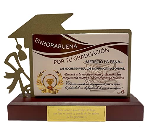 RegalosDeBodaOnline Regalo Graduación para Hijo Hija Personalizado Figura con dedicatoria Graduado graduada de Acero Satinado