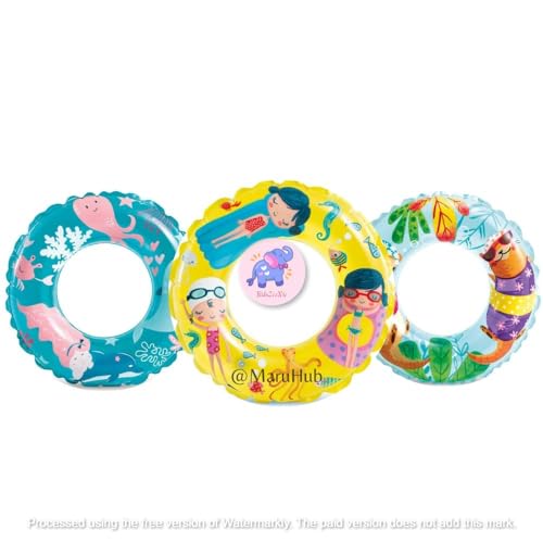 Image of Inflatable Swimming Rings Floater for Summer Fun | Blow Up Pool Floater for Summer Fun | Durable Water Float for Beach Party| Easy-to-Inflate Floating Tube (Transparent Print Pack of 3)