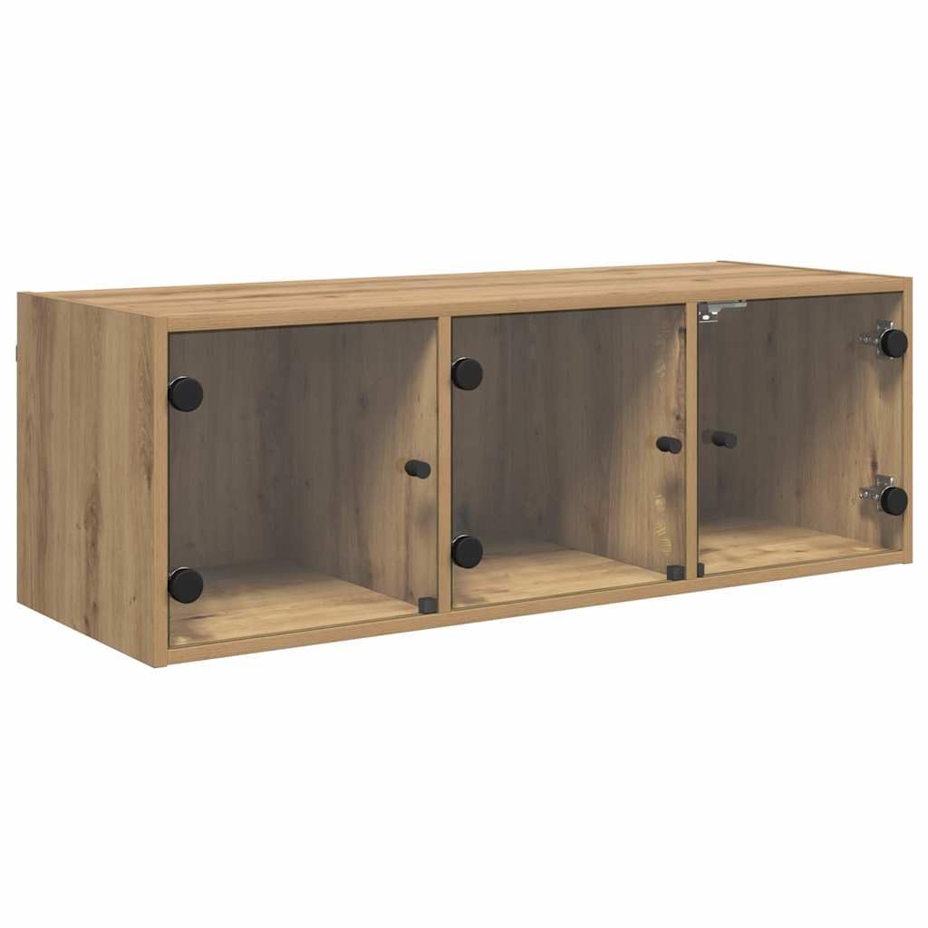 Wandschrank Artisan-Eiche 102 x 37 x 35 cm aus Holzwerkstoff mit Glastüren Modernes Design Robust und Langlebig für Wohnzimmer Flur & Büro