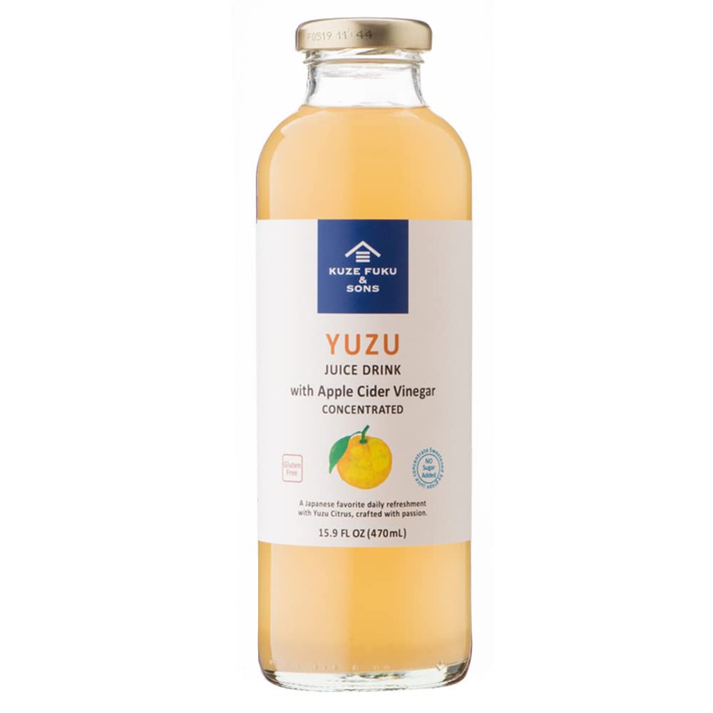 [KUZE FUKU & SONS] Apple Cider Vinegar Concentrates Juice Drink, Yuzu Flavor, Natural Beverage, No Added Sugar (15.9 Fl. Oz./470 ml)